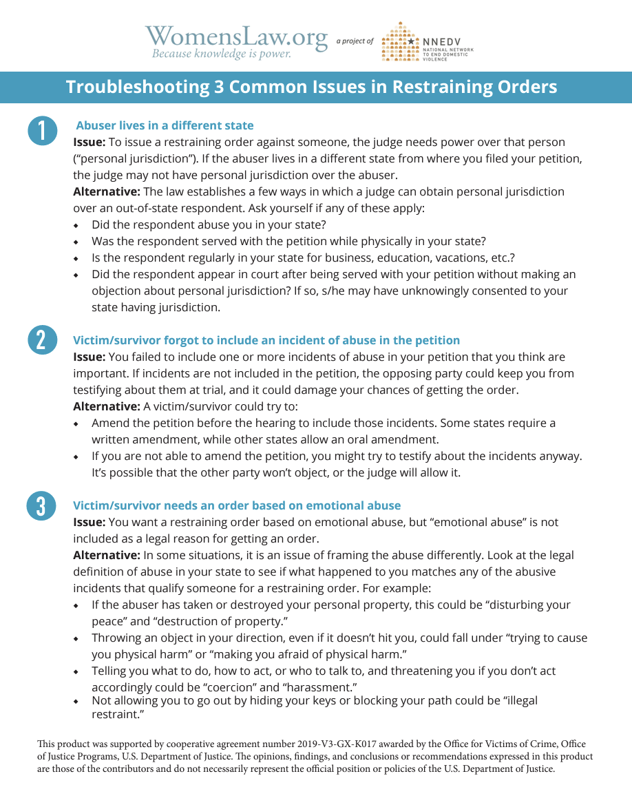 Trouble Shooting Three Common Issues In Restraining Orders